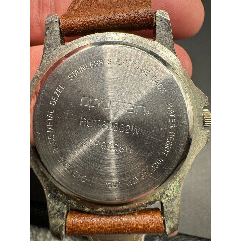 Vintage Men's Silver Tone Puritan 24 Hours Military PUR60562W Date Watch WR 100F - Picture 6 of 8